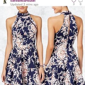 B Darlin Dress Women's Floral high neck fit & flare Formal party Flowy sz 5/6